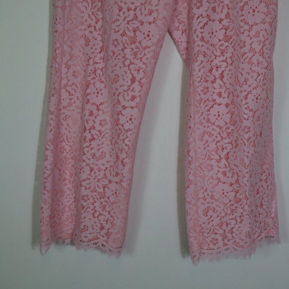 J. Crew Willa Cropped Flare Pants Pink Lace Size 10 High Rise Pastel Trouser - Picture 6 of 7
